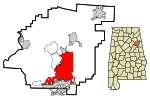 Calhoun County Alabama Incorporated and Unincorporated areas Anniston Highlighted